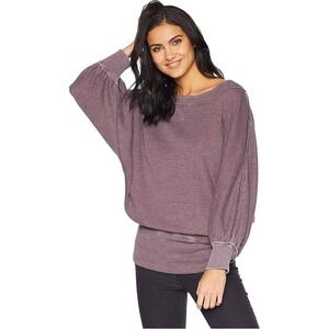 Free People Willow Boat Neck Long Sleeve Pullover Thermal Top Purple Womens S